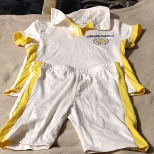 White and Yellow Two-Piece Outfit